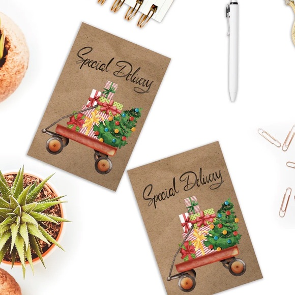 2 SETS LEFT🎄25 Premium Cardstock- Special Delivery Christmas Wagon cards - Picture 4 of 4